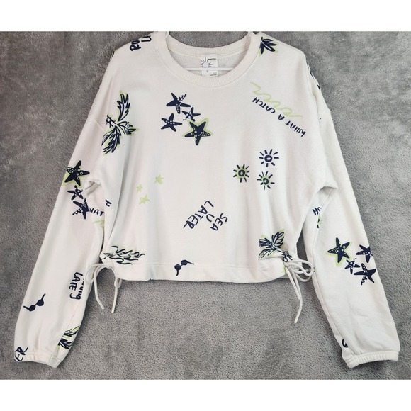 Offline by Aerie Tops - Offline by Aerie Sweatshirt Womens Small  White Graphic Print Drawstring Hem